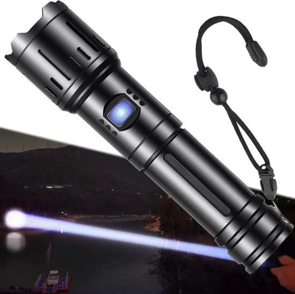 Lampe de poche rechargeable USB 100000 lumens avec autonomie longue durée