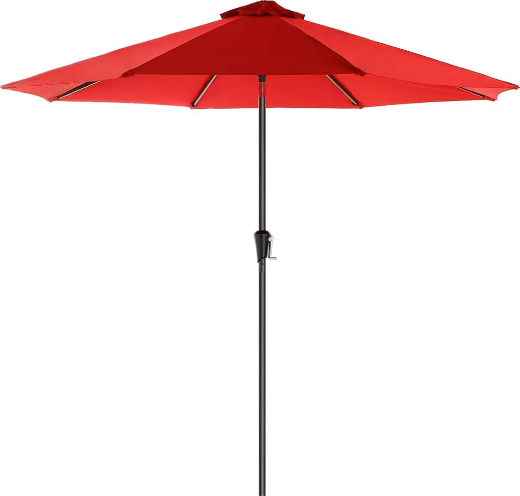 Parasol rouge pour le jardin hexagonal 3m - Protection UV et mât alu