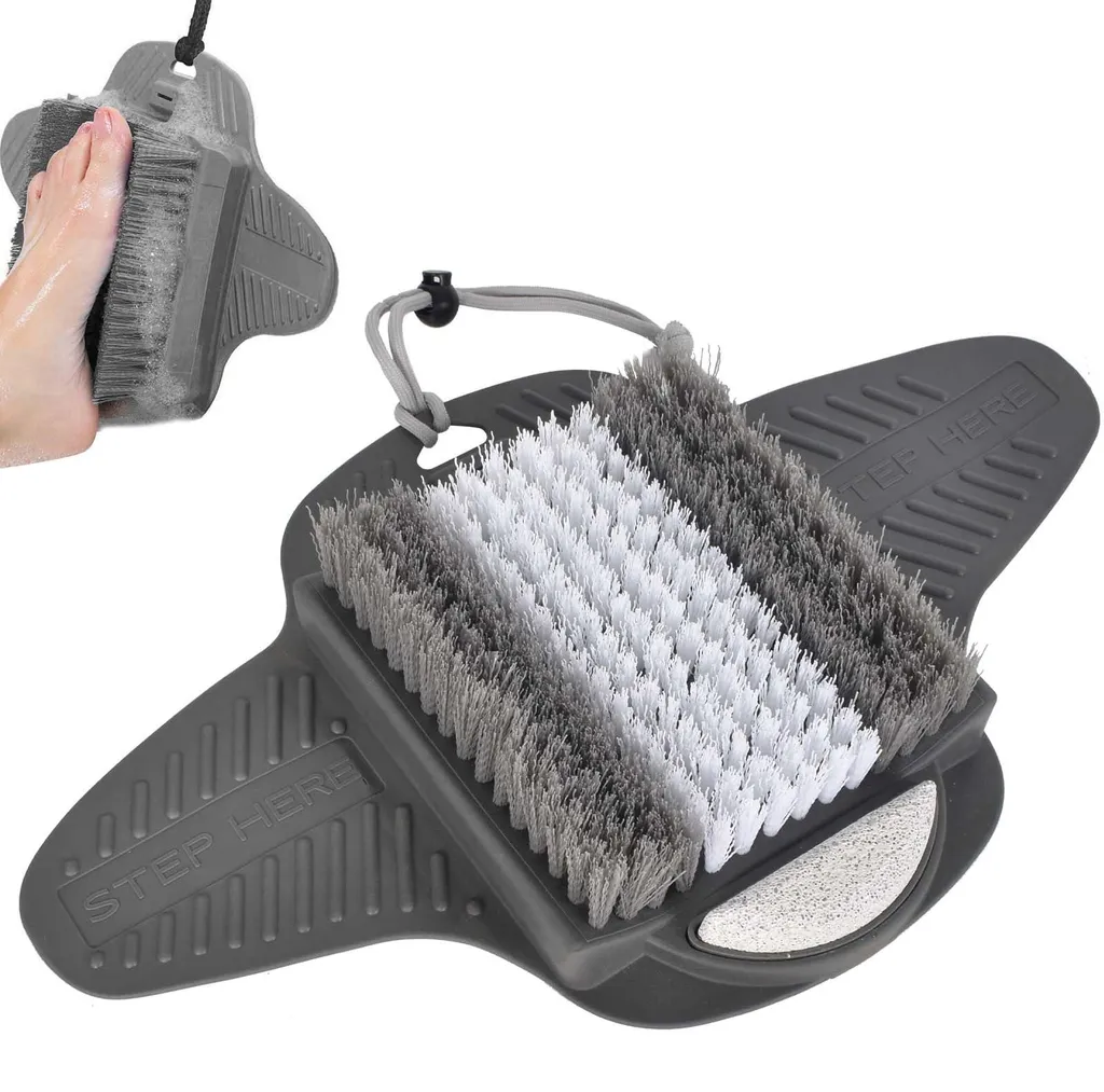 Tapis lave-pieds ventousé en silicone et pierre ponce pour soin exfoliant