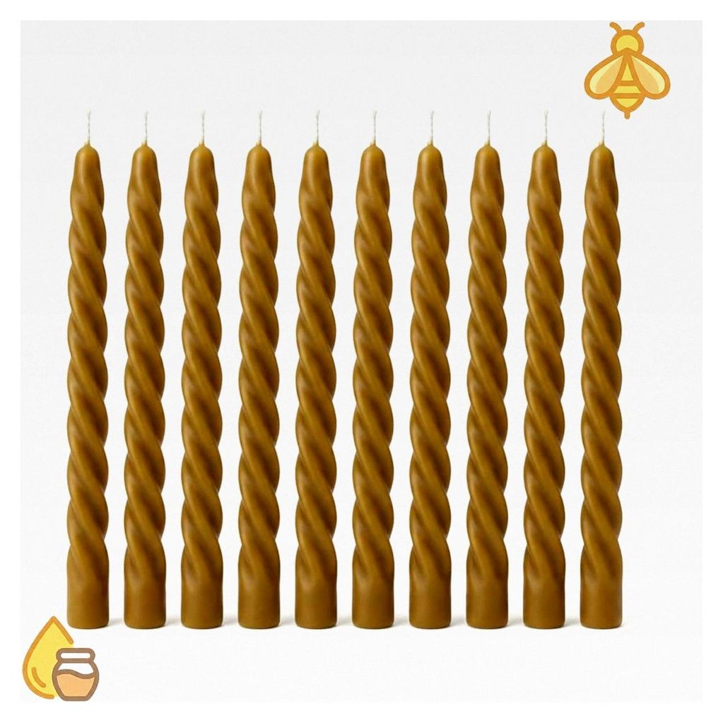10er Set Bienenwachskerzen aus 100% naturbelassenem Wachs