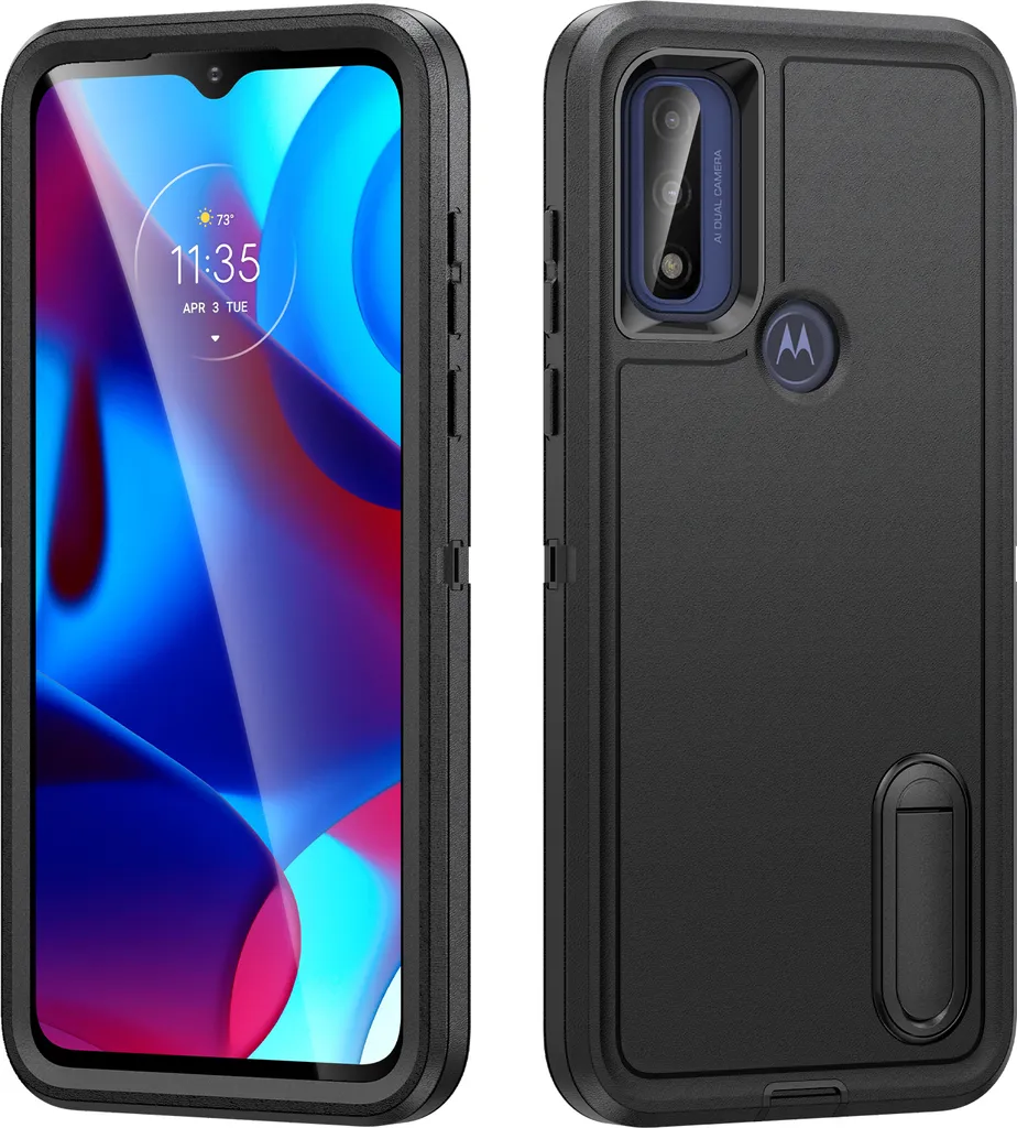 Cover Motorola G Pure / Power 2022 Armor Case Supporto Video Nero