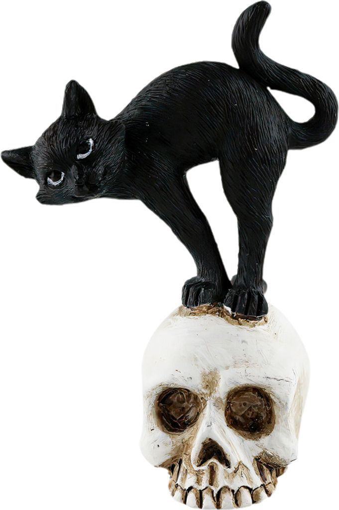 Halloween Schwarze Katze Figurine Spooky Hexe Statue Harz Spinne Tier Skulptur Home Office Desktop Dekoration Ornament Festival Geschenk