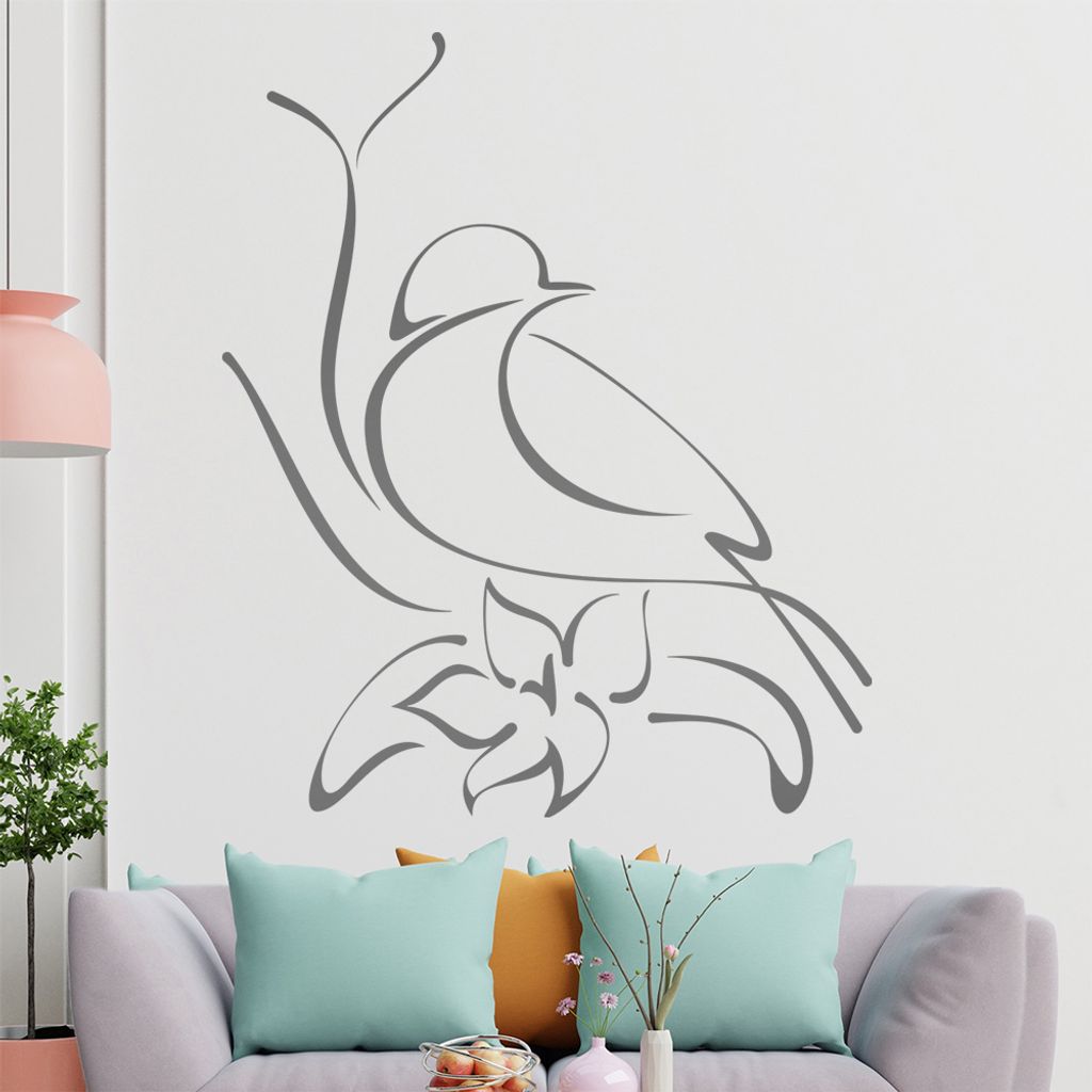 Kleiner Vogel Linien Wandtattoo in 6 Größen - Wandaufkleber Wall Sticker - Dekoration, Küche, Wohnzimmer, Schlafzimmer, Badezimmer
