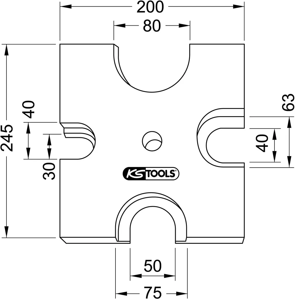 Support prismatique KS Tools 4 diamètres Ø 40-80 mm haute résistance