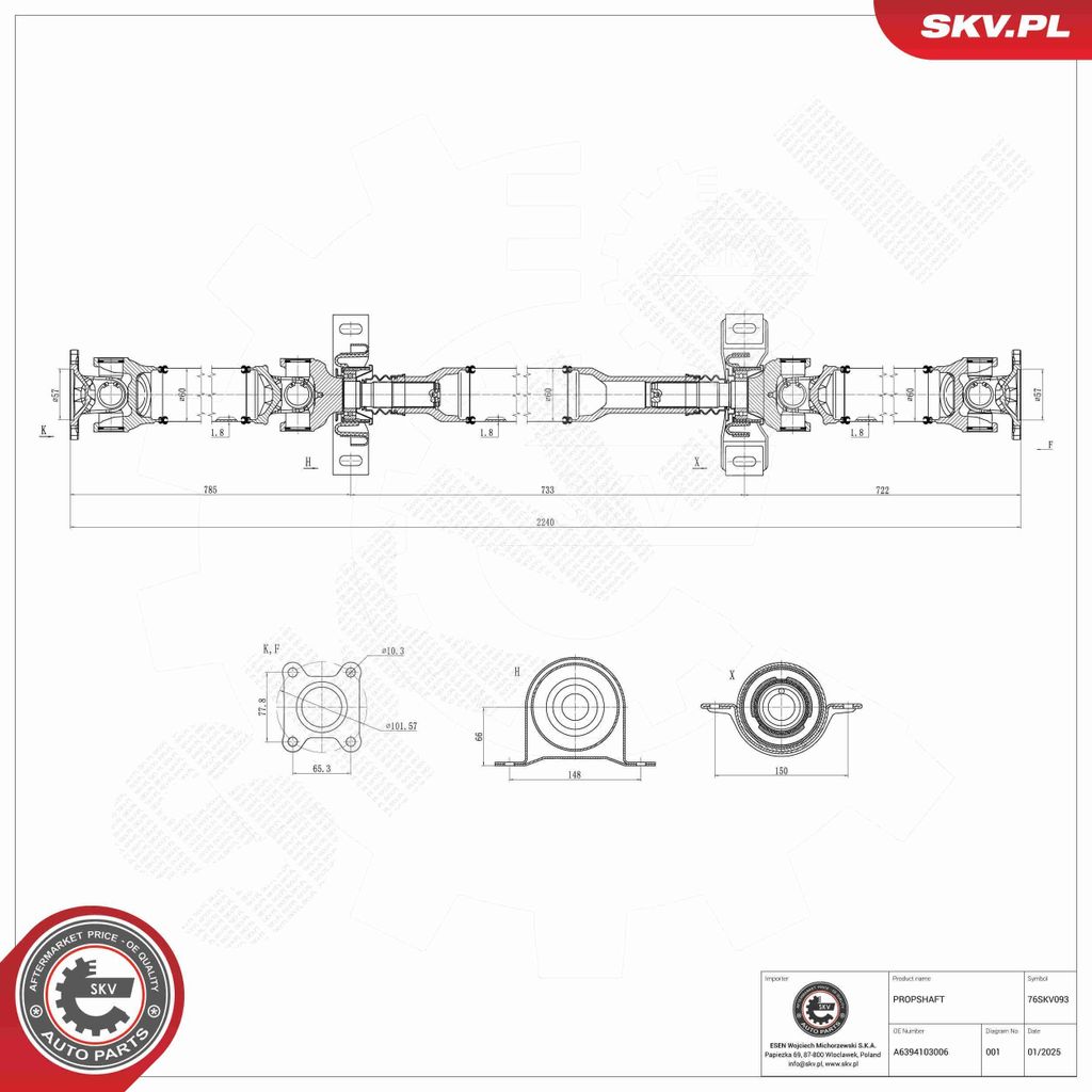 wał napędowy MERCEDES Vito,A6394103006