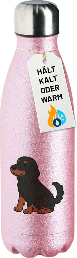Huuraa Trinkflasche Gordon Setter Comic Gordi 500ml Pink Edelstahl Wasserflasche Trinkflasche Geschenkidee