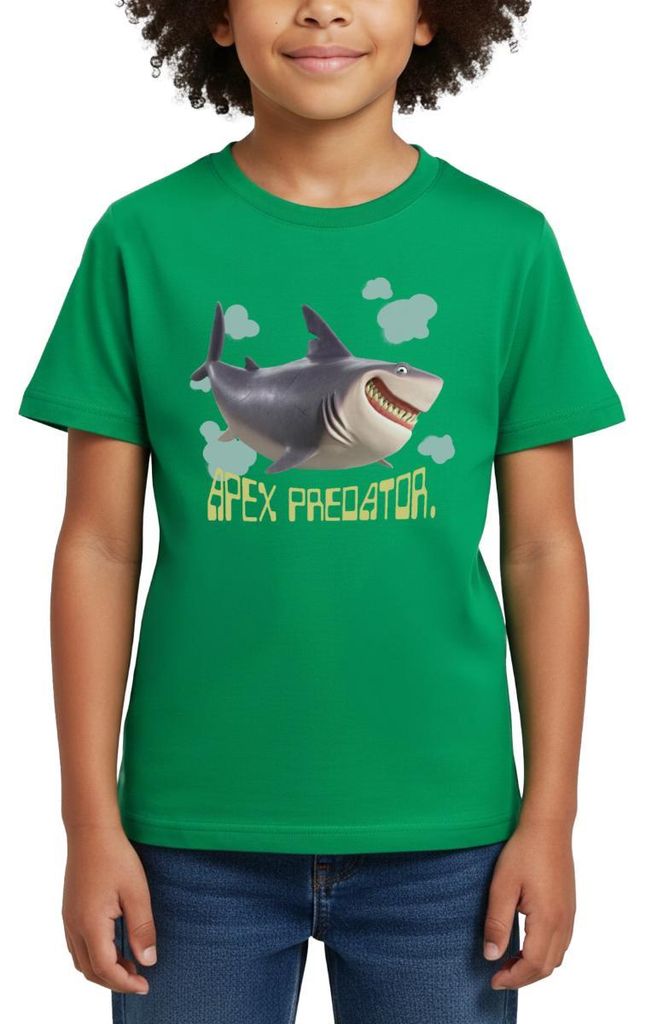 Spreadshirt Hoppers Apex Predator Hai Mit Schriftzug Kinder T-Shirt, 110/116 (5-6 Jahre), Kelly Green