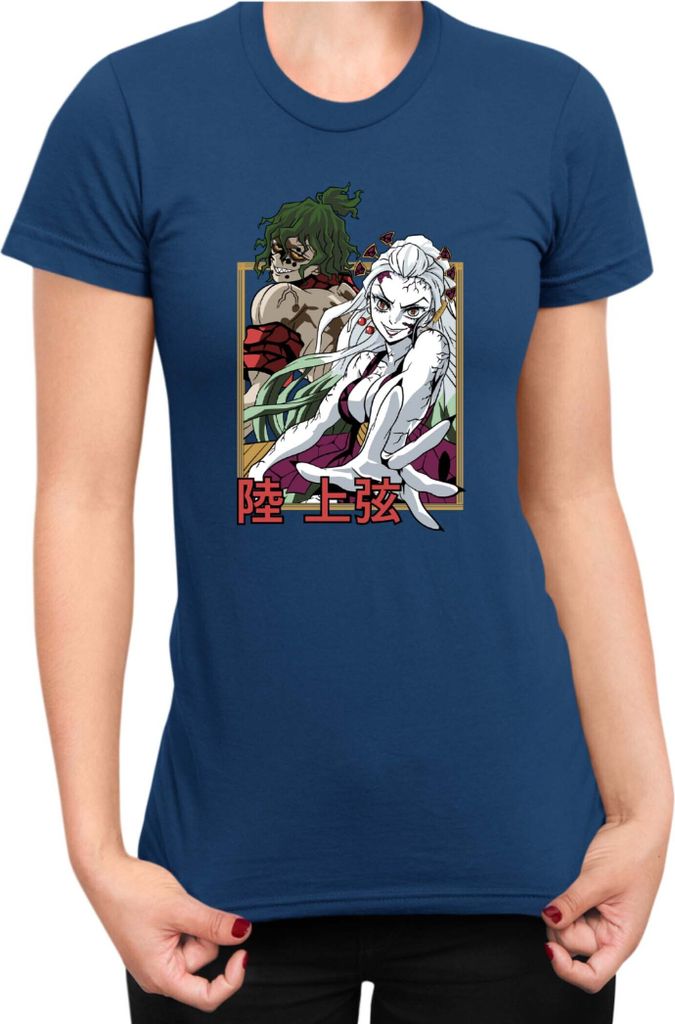 Damen T-Shirt Japan Anime Manga Demon Anime Slayer Daki & Gyutaro, Lady XS / Dunkelblau