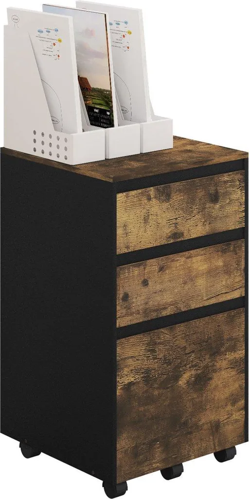 Mobiletto Ufficio Bolt Edge Marrone Scuro - Archivio Documenti 3 Cassetti - 6