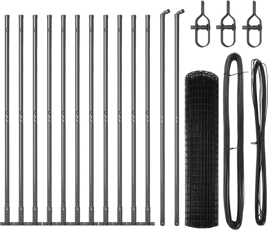 Möbel Euro Zaun Set von 2 Grau Metall 25 x 1 m Euro Zaun Rechteckig - Metallzäune 3350977