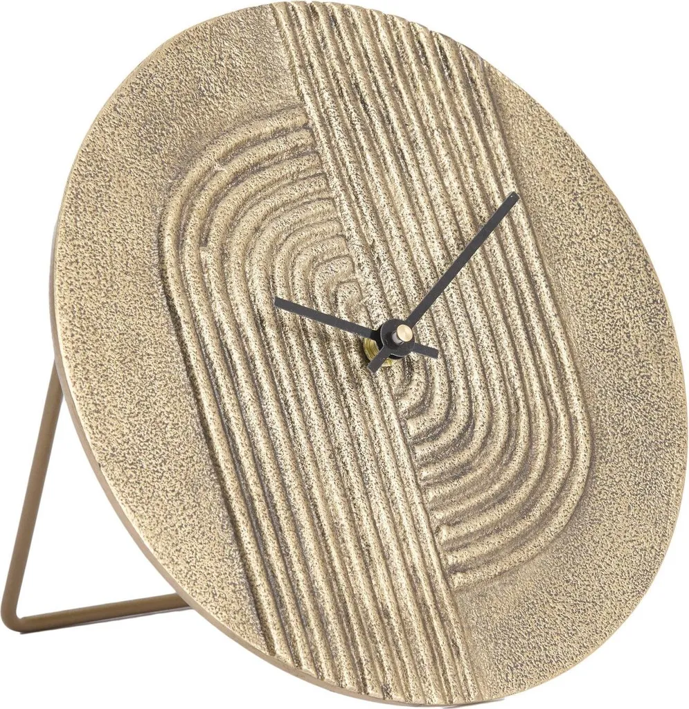 Petite Horloge de Bureau Bronze GWENNA - Décoration Salon Ø20 cm