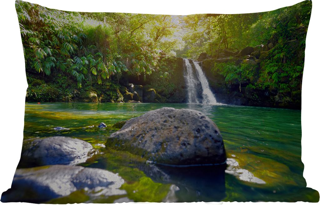 MuchoWow Outdoor Kissen - Wasserfall - Dschungel - Vereinigte Staaten - 60x40 cm - Wetterfest - Lounge Kissen - Kissenbezüge - Dekokissenbezug -...