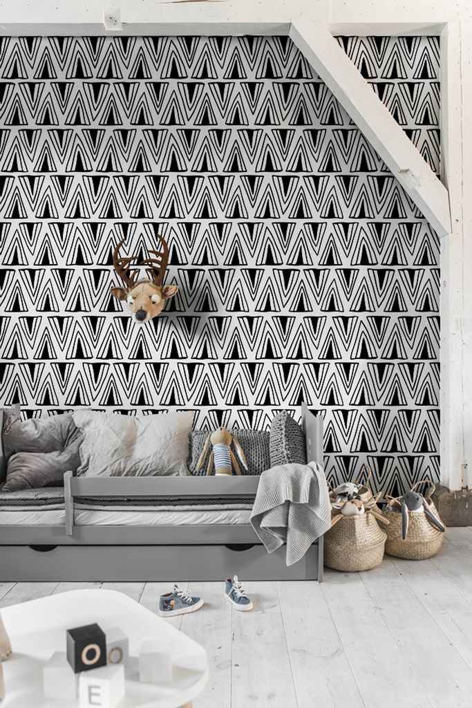 Coloray Fototapete 250x250 cm Latextapete Magicstick - Dreiecke Boho Geometrie.
