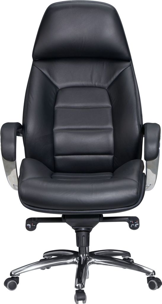 AMSTYLE Designer Bürostuhl Bezug Echtleder Schwarz Produktbild 