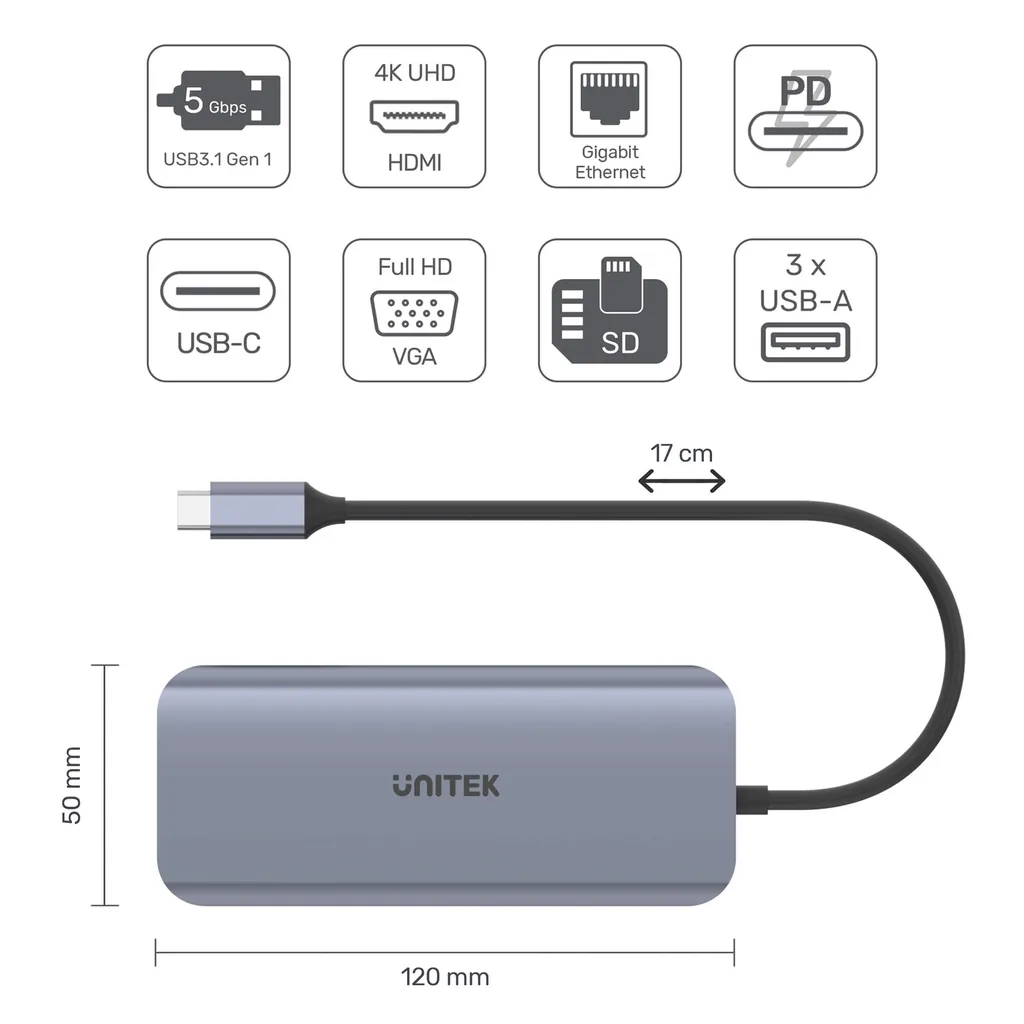 Soluzione Docking Unitek D1026B per Professionisti | VGA & HDMI - 3