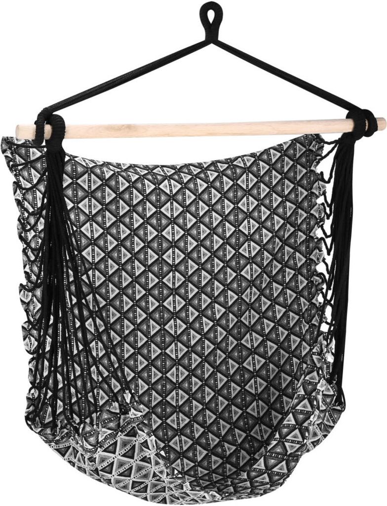 Spokey ETNO, Hängemattenstuhl, Ohne Standfuß, Schwarz, Grau, Weiß, Baumwolle, 120 kg