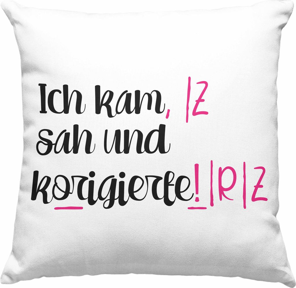 Trendation - Lehrerin Geschenk Deko-Kissen mit Füllung 40x40 Spruch Grundschule Geschke Lustig für Lehrerinnen Abschied Geschenkidee Englisch Deu...