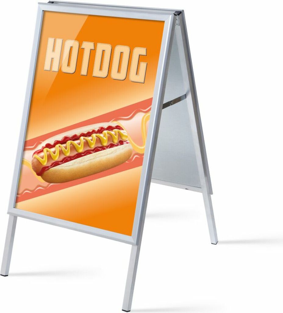 Showdown Kundenstopper - DIN A1 - Komplett-Set - Hot Dog Englisch - Orange/Schwarz