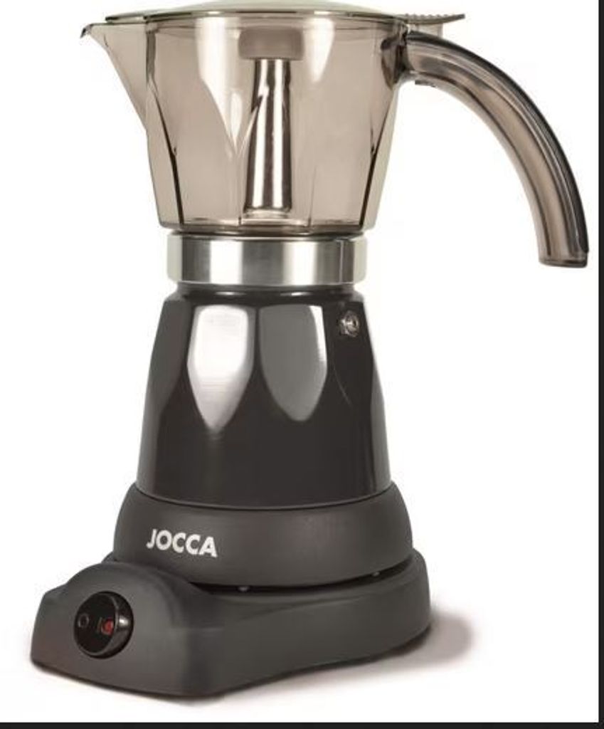 Italienische elektrische Kaffeemaschine jocca 5449n schwarz - immer heißes System - transparente Karaffe - 6 Tassen - um 360° auf dem Sockel drehbar