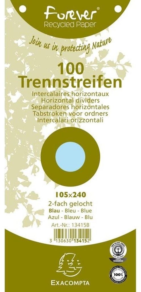 EXACOMPTA 13415B Trennstreifen 105 x 240 mm blau 180 g/qm Image du produit 