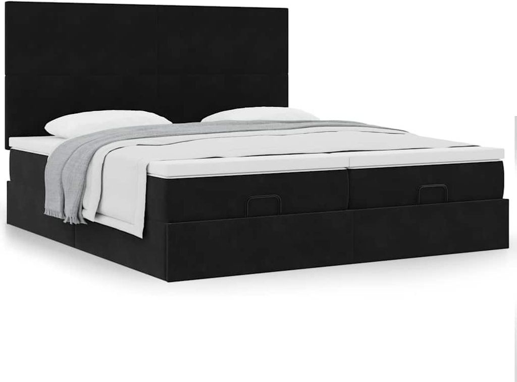 Maison Exclusive - Ottoman-Bett mit Matratzen Schwarz 160x200 cm Samt