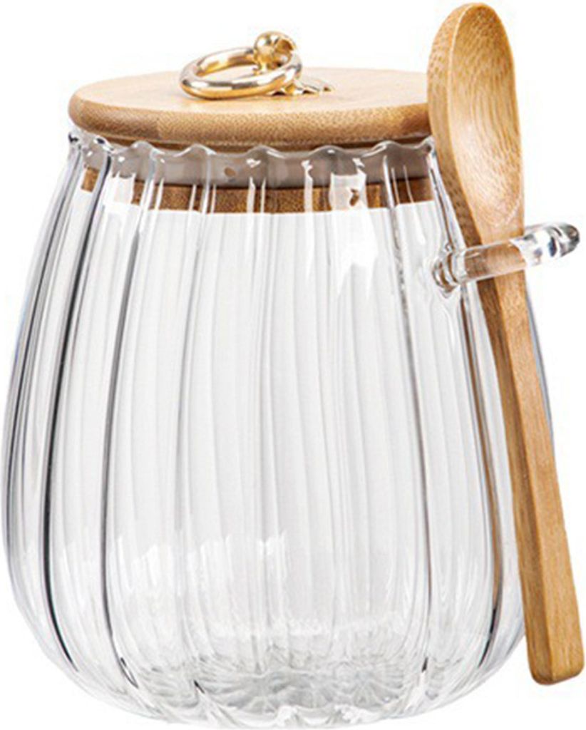 700 ml Vorratsdose aus Glas mit Löffel, großes Fassungsvermögen, weite Öffnung, BPA-frei, vielseitig einsetzbar, Behälter für Kaffee und Zuck...
