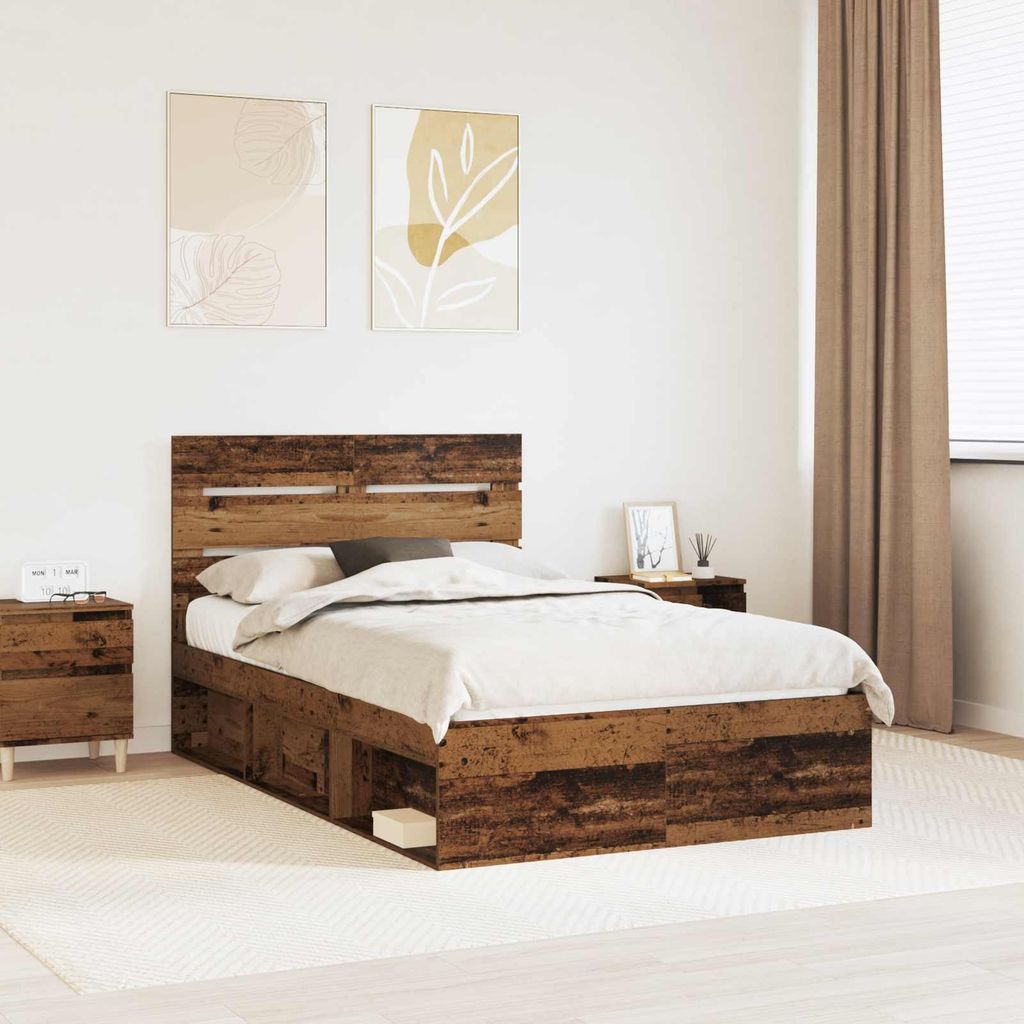 Maison Exclusive - Bettrahmen Altholz 135 x 190 cm Massives Kiefernholz