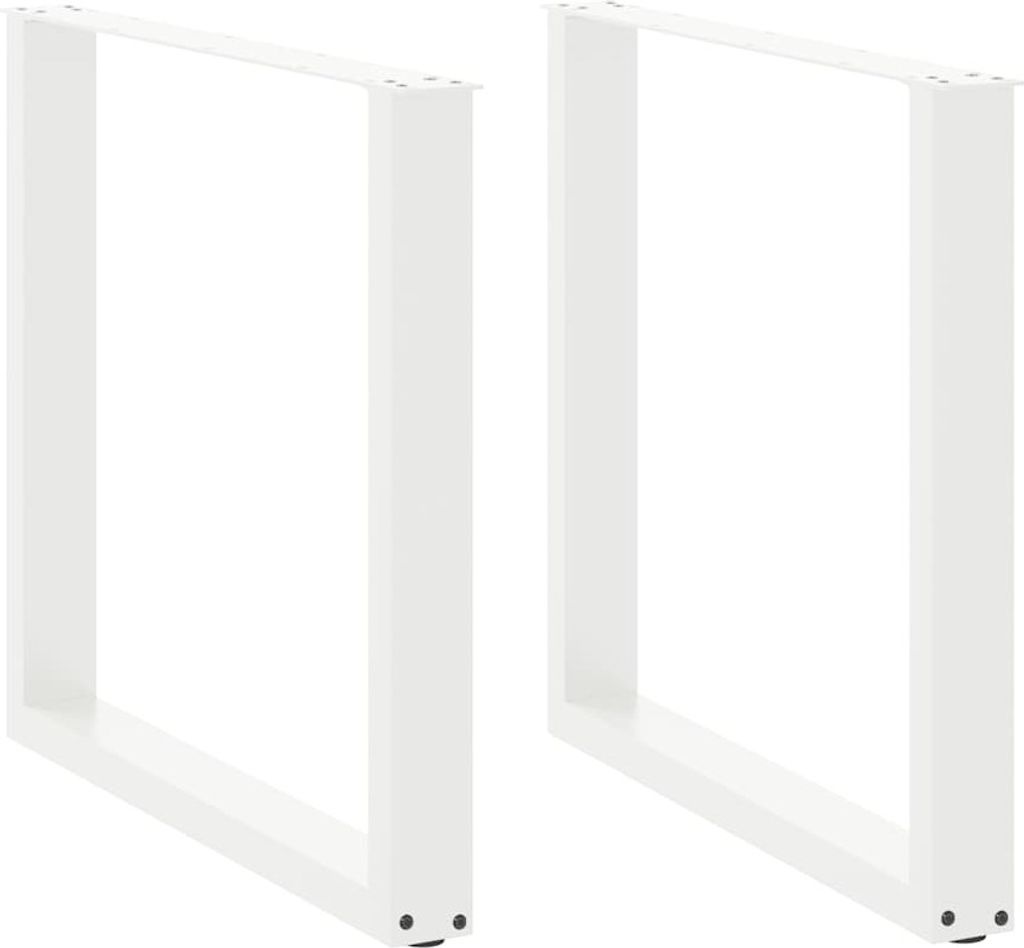Esstischbeine U-Form 2 Stk. Weiß 90x(72-73) cm Stahl