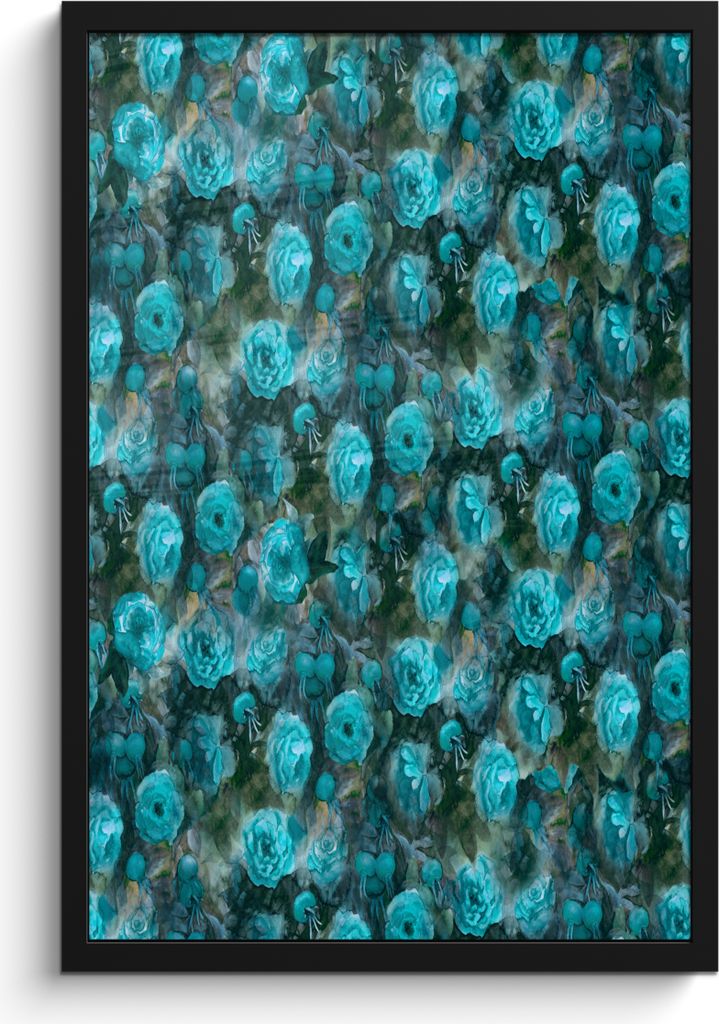 MuchoWow MuchoWow Gerahmtes Poster Blumen - Rosen - Blau 40x60 cm - Poster mit zchwarzem Bilderrahmen - Papierdruck - Wandbilder
