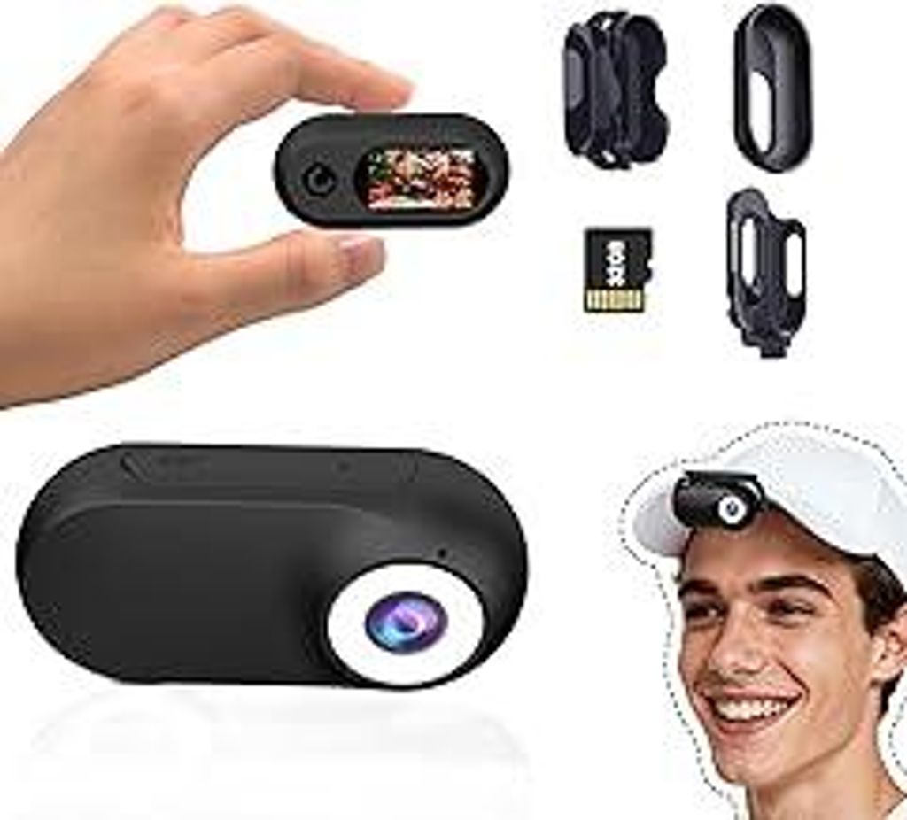 Mini Action Cam1080P und 32 GB Speicherkarte Helmkamera Motorrad Bodycam Mini ski Kamera Multifunctional Accessories Body Cam?Schwarz?