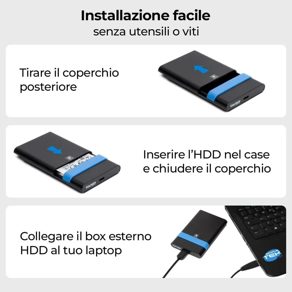 Box Esterno 2,5" Per Hdd Ssd Sata Iii Configurabile Usb 3.2 Enclosure 6Gbp - 4
