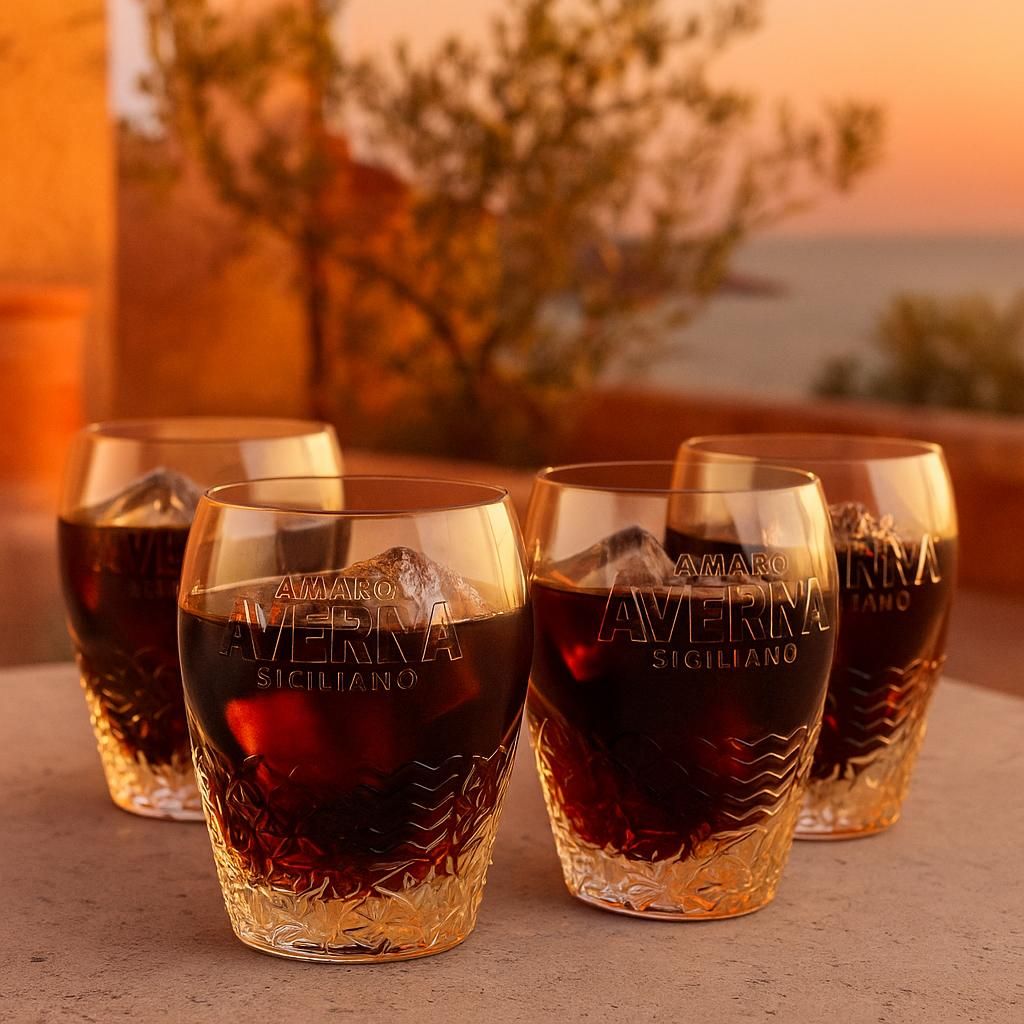Averna Shotglas 4er-Set – Original Tumbler im neuen Design mit Reliefmuster & 2-cl-Eichung – Hochwertige Likörgläser für Amaro, Digestif & A...