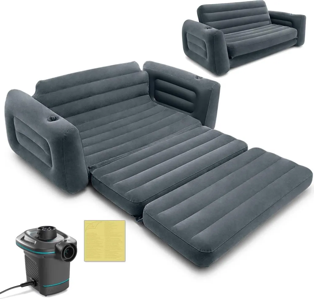 Gagnez de la Place : Canapé Convertible Gonflable INTEX Velours + Pompe