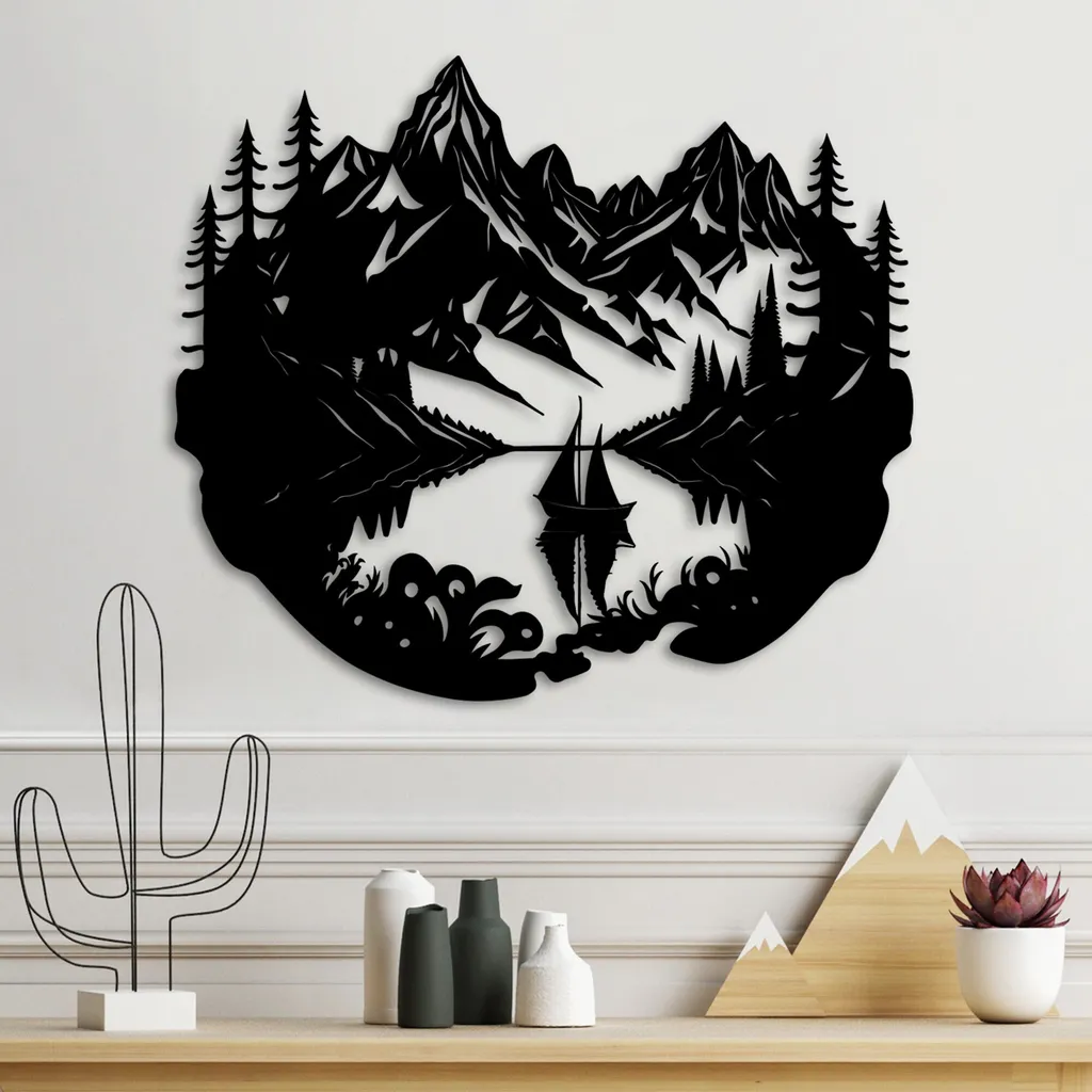 Offerta Wallity! Barca a Vela Metallo Nero 47x54 - Arredo Top Class