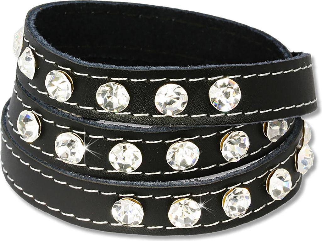 SilberDream Armband Leder Armschmuck schwarz Zirkonia Damen Frauen LAP228S