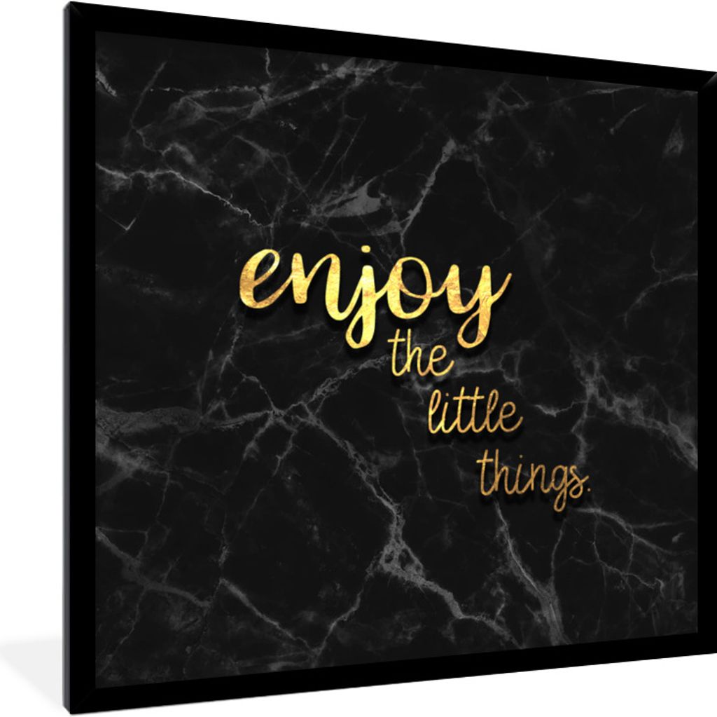 MuchoWow Gerahmtes Poster Zitate - Sprichwörter - Gold - Marmor 40x40 cm - Poster mit Schwarzem Bilderrahmen Wandposter Rahmen Foto Bilder - Mit...