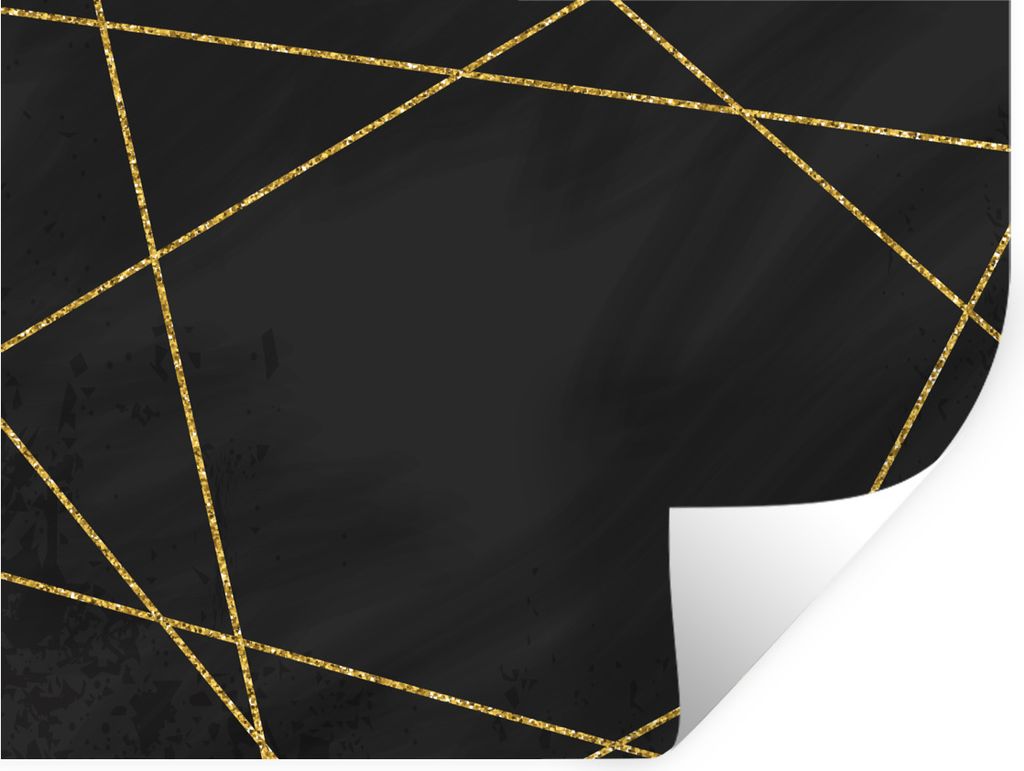 MuchoWow Wandtattoo Wandsticker Wandaufkleber Geometrisches Muster aus goldenen Linien auf schwarzem Hintergrund 120x90 cm Selbstklebend und Repo...