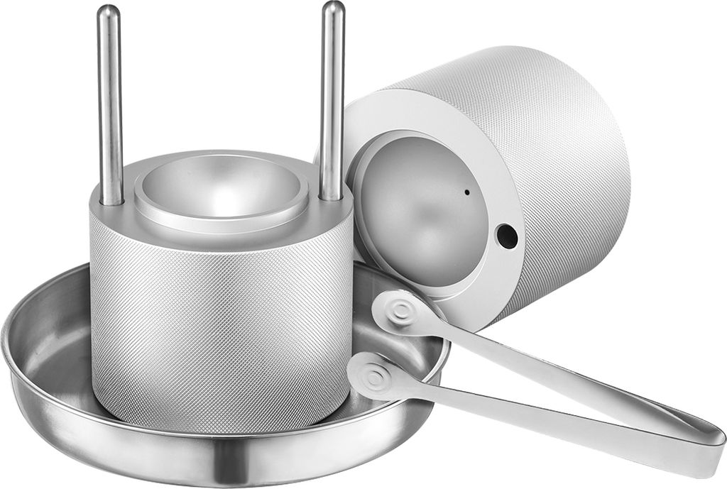 SucceBuy Eisballpresse, 2,1-Zoll-Eisballmaker, Luftfahrt-Aluminium-Set fš¹r 53-mm-Kugeln, inkl. Zange und Abtropfschale, fš¹r Whisky und Cocktail