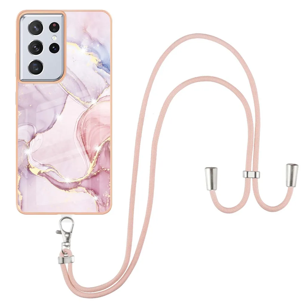 Cover Samsung S21 Ultra 5G Oro Rosa con Laccio Regolabile - TPU Soft