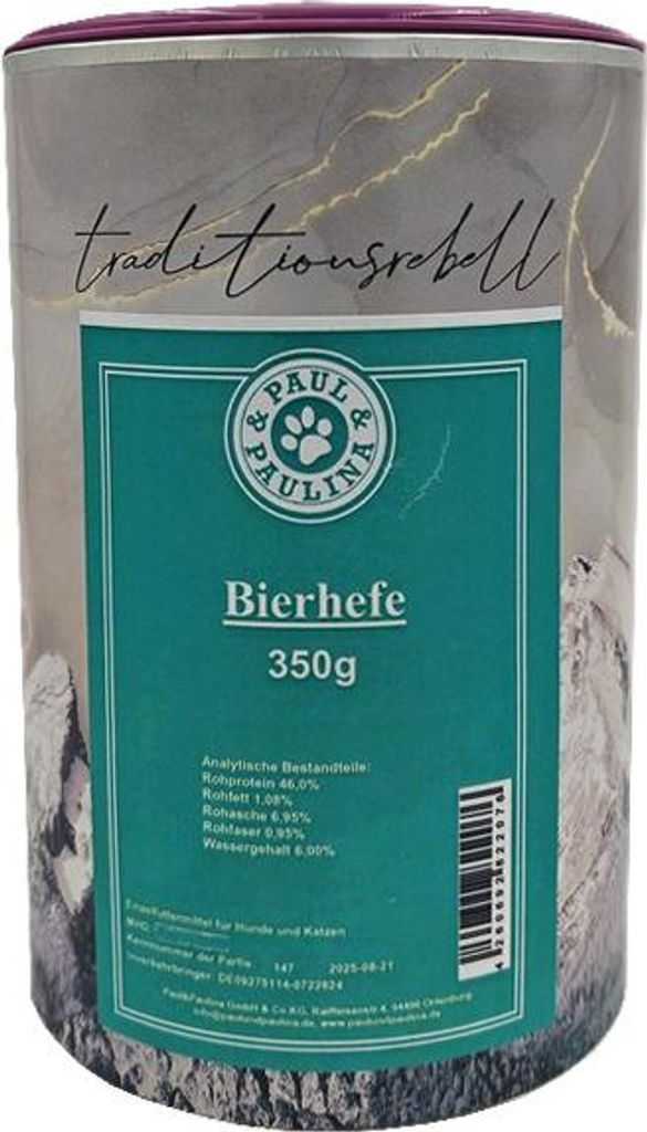 Paul & Paulina Bierhefe 350g für einen erhöhten Vitamin B Bedarf Einzelfuttermittel für Hunde