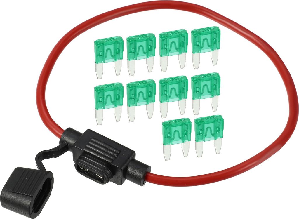 30A Mini Blade Style Sicherung 12 AWG Sicherungshalter Wasserdicht 12 Gauge Sicherungshalter Blade Style Inline Sicherungshalter Metall Schwarz