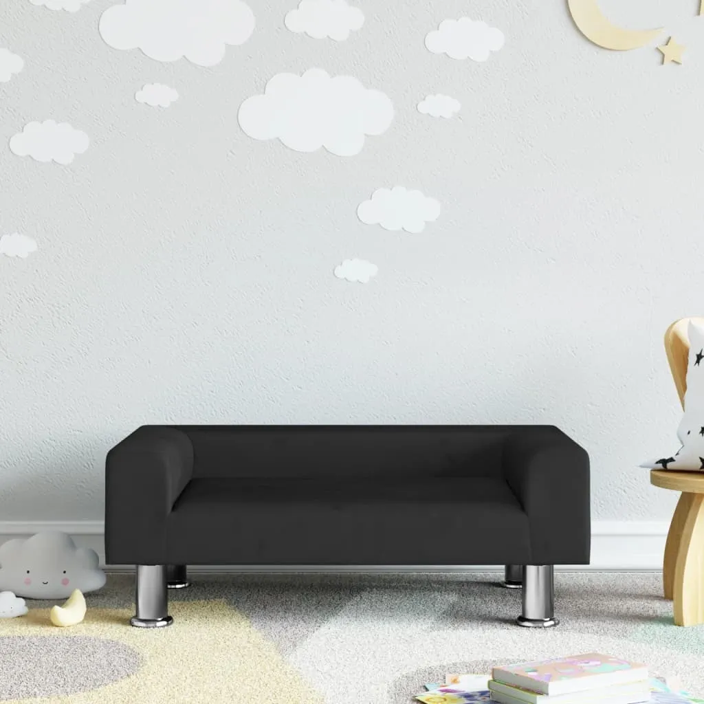 Divano per Bambini Struttura in Pino e Velluto Nero 70 cm | Qualità