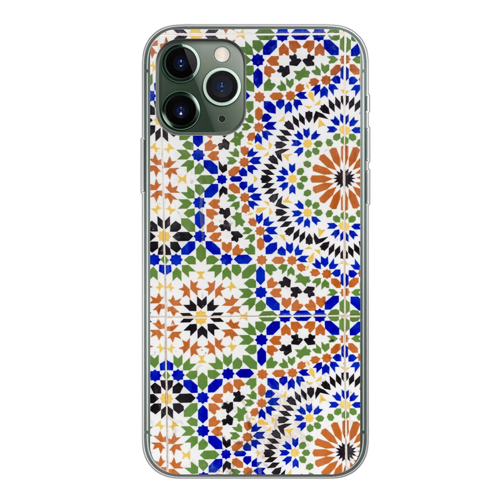 MuchoWow Handyhülle Schutzhülle Hülle für iPhone 11 Pro Ein Mosaikdetail mit vielen verschiedenen Formen Silikon Softcase Handy Hülle - Handy