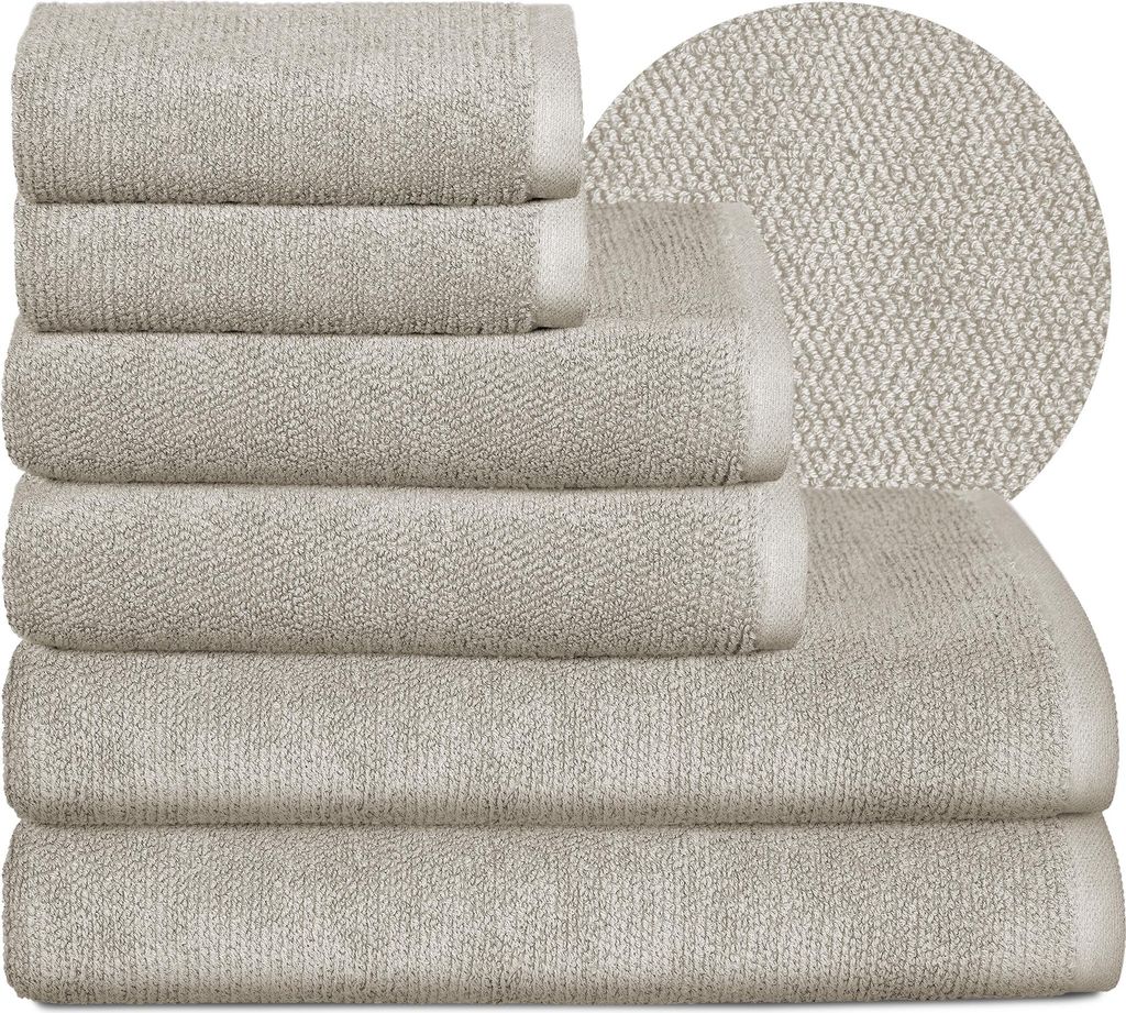 BEAUTEX Handtuch-Set Premium Frottier Sets, 100% Baumwolle 550g/m²SandgrauSet: 2 Gäste-, 2 Hand-, 2 Badetücher