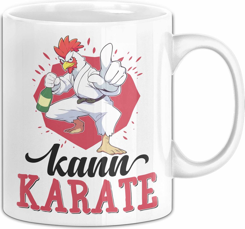 Huhn Tasse Geschenk Huhn Kann Karate Geschenkidee Humor (Weiß)