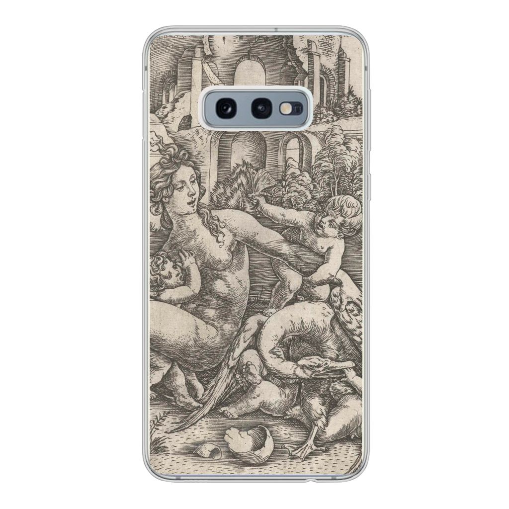 MuchoWow Handyhülle Schutzhülle Hülle für Samsung Galaxy S10e Leda und der Schwan mit ihren vier Kindern - Gemälde von Meister IB mit dem Vo...