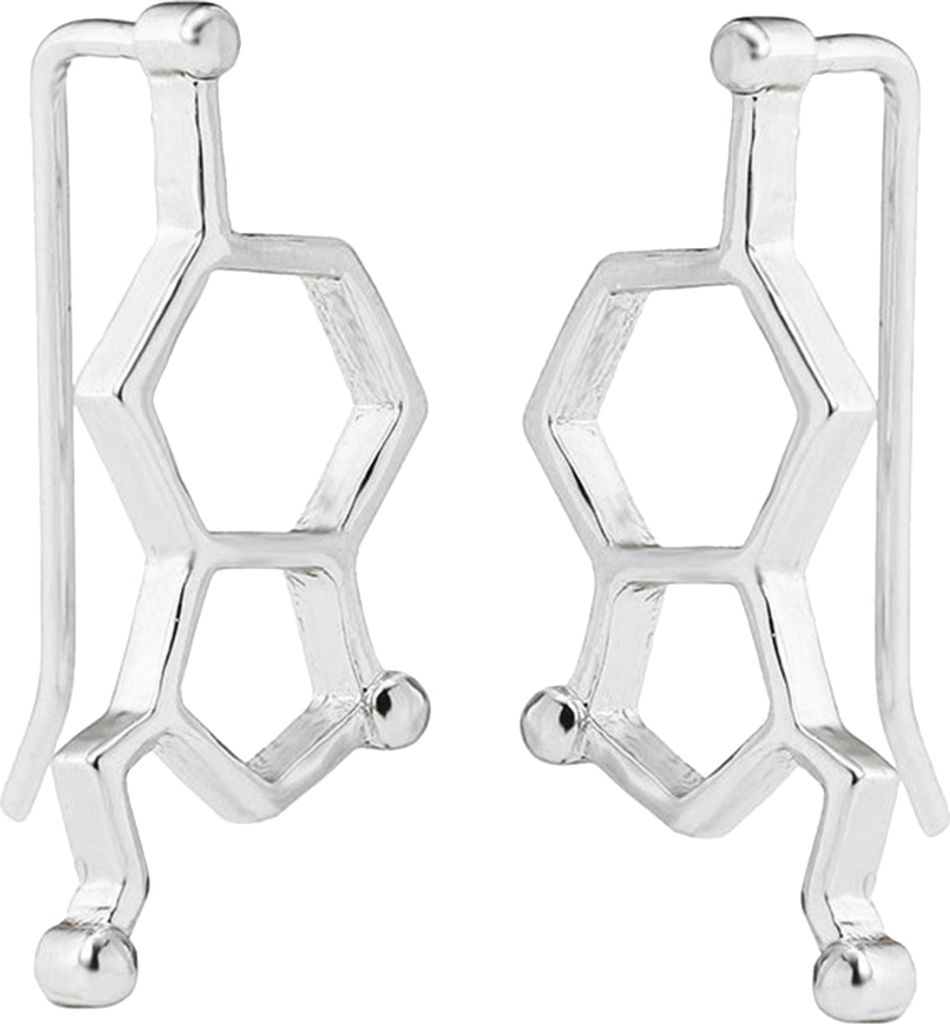 Einfache Frauen Serotonin Molekül Form Ohr Kletterer Ohrringe Crawler Schmuck Geschenk-Silber