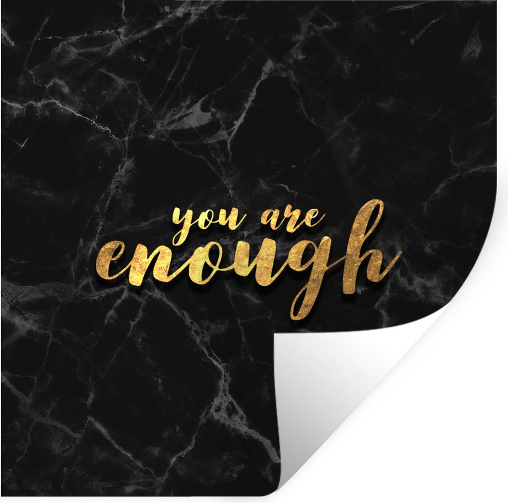 MuchoWow Wandtattoo Wandsticker Wandaufkleber Zitate - Selbstvertrauen - Gold - Marmor 30x30 cm Selbstklebend und Repositionierbar - Repositionie...