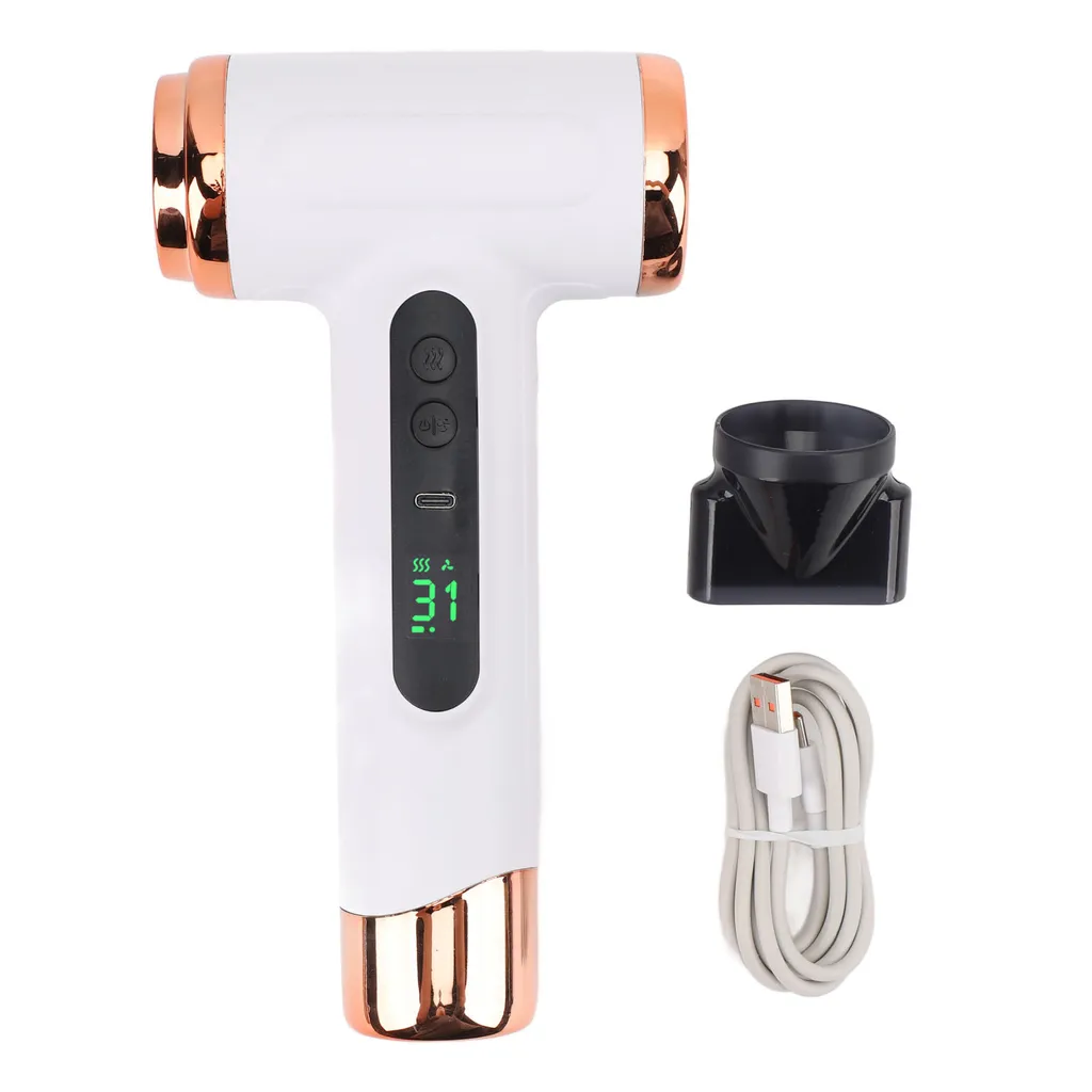 Sèche-cheveux sans fil 15000 mAh avec charge USB et flux chaud-froid