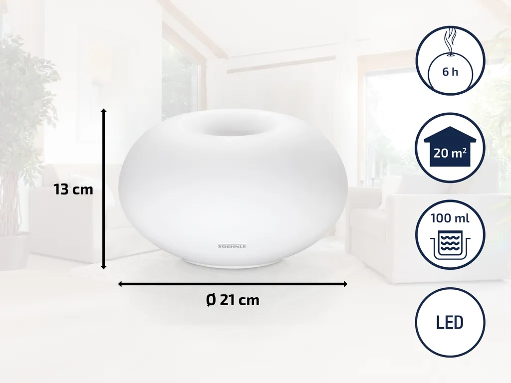Diffuseur de Parfum Soehnle Milano Plus à Ultrasons et Lumières LED